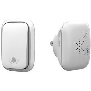 AOUGO Self-powered wireless doorbell without battery, range up to 200 m, 38 ringtones, 3 volume levels, easy to install (white)