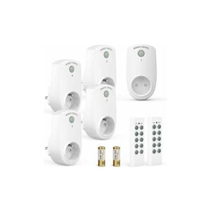 Alwaysh - Set of 5 Electric Programmable Socket, Wireless Remote Control Socket with 2 Remote Controls 2 Batteries Included, 30M Control Distance in