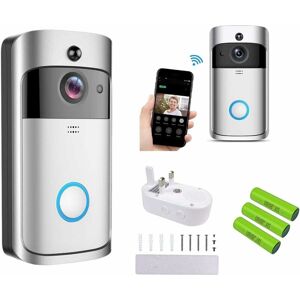 BRIEFNESS Smart Security Video Doorbell Camera with Chime, Battery Operated Electric Doorbell Smart Cloud Storage Ring Doorbell, Free Cloud Storage, 6 Hidden