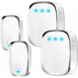 ALWAYSH Waterproof Outdoor Wireless Doorbell, 300m Range Door Bell, 2 Transmitter & 2 Receiver, Wireless Chime Kit with Flash led, 36 Melodies, 4 Volume