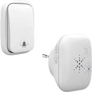 Wireless and Batteryless Doorbell Outdoor Waterproof ip 65 Snow Rain Humidity, White - white - Alwaysh