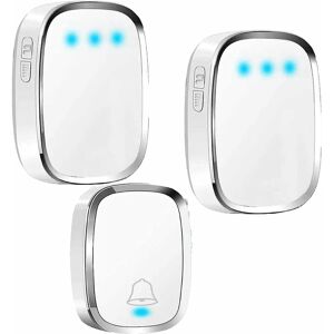 BRIEFNESS Wireless Doorbell, Weatherproof Wall Plug-in Cordless Door Chime at 1000-feet Range with 36 Tunes, 1 transmitter 2 receiver (White)