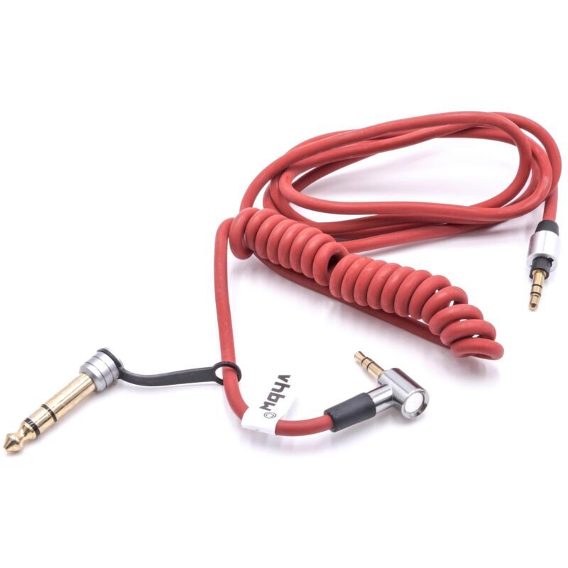 vhbw Audio AUX Cable compatible with Monster Beats by Dr. Dre Solo 2, Solo 3 Headphones - Audio Cable, 3.5 mm Jack to 6.3 mm, 150 cm Red