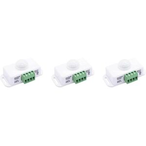 TLILY 3X DC 12V 24V Body PIR Motion Sensor Function Controller LED Switch Infrared Timer Switch White for Strips