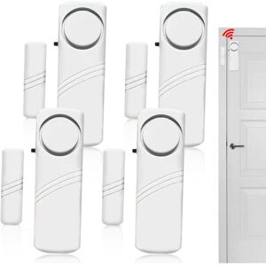 SJQKA 4-Pack Mini Door and Window Alarm Stickers with 90dB Wireless Magnetic Sensor. Wireless Home and RV Security Alarm System.