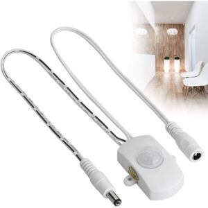 Memkey - 4A dc 5-24V Mini pir Infrared Motion Sensor Switch Flexible led Light Strip, White Black (White)