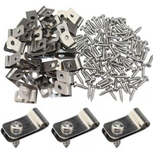 CYSLMUK Fence Clips Fence Clips Stainless Steel Wire Clips with Screws Cable Ties for Wood, Vinyl or Metal Fence (100 Pcs)