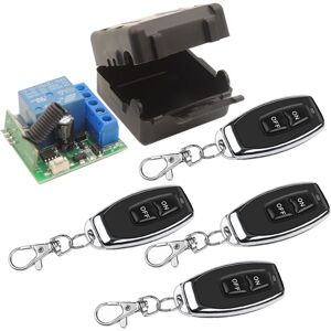 COOCHEER Universal Wireless Remote Control Switch 433MHz DC 12V 1CH RF Relay Receiver Module with 4 Transmitter, EV1527 Learn Code DIY Remote Control