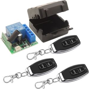 COOCHEER Universal Wireless Remote Control Switch 433MHz DC 12V 1CH RF Relay Receiver Module with 3 Transmitter, EV1527 Learn Code DIY Remote Control