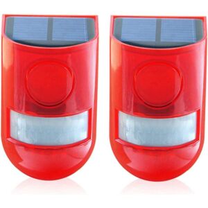 GOTRAYS Waterproof 6LED Motion Sensor Alarm Sound Solar Powered Strobe Flashing Light 110dB Security Alarm System Siren for Outdoor Garden Home (2Pack)