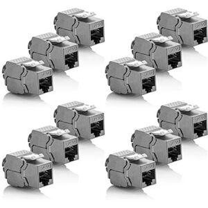TINOR 12x Keystone Module cat 6a Jack - Shielded stp RJ45 Connector Installation Snap-In Mounting Raw Cable cat 500Mhz 10GBit/s TINOR 12x Keystone Module cat 6a Jack - Shielded stp RJ45 Connector Installation Snap-In Mounting Raw Cable cat 500Mhz 10GBit/s