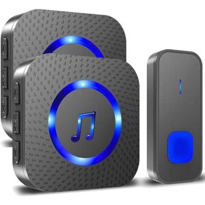 BEIJIYI 300m Long Range Wireless Doorbell, Waterproof Electronic Doorbell, 55 Melodies, 5 Volume Levels, Blue LED, 1 Transmitter + 2 Receivers BEIJIYI 300m Long Range Wireless Doorbell, Waterproof Electronic Doorbell, 55 Melodies, 5 Volume Levels, Blue LED, 1 Transmitter + 2 Receivers