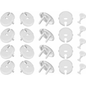 MCBOSON 36pcs (30 socket covers + 6 keys) Child Safety Socket Covers with Rotating Mechanism Electrical Socket Covers for Standard 2-Hole Sockets, White MCBOSON 36pcs (30 socket covers + 6 keys) Child Safety Socket Covers with Rotating Mechanism Electrical Socket Covers for Standard 2-Hole Sockets, White