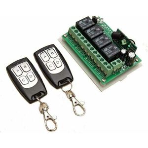 COOCHEER 4-channel, 433 MHz radio remote control, 12 V DC, long-range radio relay, 2 transmitters + 1 receiver for garage/driveway door alarm system COOCHEER 4-channel, 433 MHz radio remote control, 12 V DC, long-range radio relay, 2 transmitters + 1 receiver for garage/driveway door alarm system