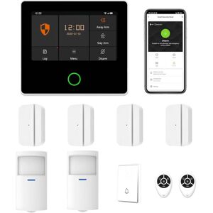 Neptune 4G WiFi alarm system, 10-piece set including 4.3-inch touchscreen panel, door motion sensor, built-in 115dB siren and app control. Neptune 4G WiFi alarm system, 10-piece set including 4.3-inch touchscreen panel, door motion sensor, built-in 115dB siren and app control.