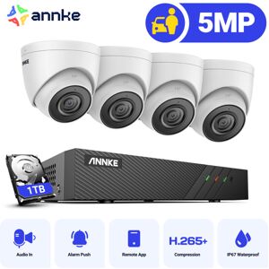 Annke - 5MP 8 Channel PoE Security System with 4 Turret Cameras, IP67 Waterproof,Built-in Mic & sd Card Slot, Works with Alexa - no hdd Annke - 5MP 8 Channel PoE Security System with 4 Turret Cameras, IP67 Waterproof,Built-in Mic & sd Card Slot, Works with Alexa - no hdd