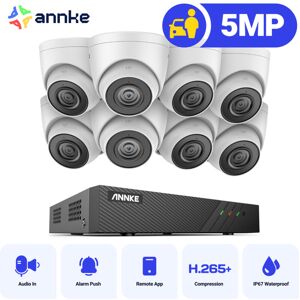 Annke - 5MP 8 Channel PoE Security System with 8 Turret Cameras, Built-in Mic & sd Card Slot, exir 2.0 Night Vision, Works with Alexa , IP67 Annke - 5MP 8 Channel PoE Security System with 8 Turret Cameras, Built-in Mic & sd Card Slot, exir 2.0 Night Vision, Works with Alexa , IP67