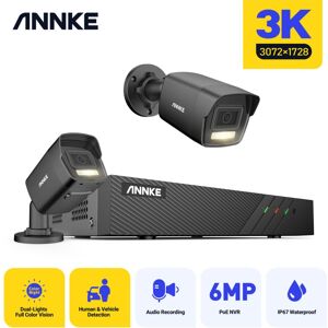 Annke - 5MP poe Outdoor Security Camera Kit with 2 Color Night Vision ip Cameras, Human and Vehicle Detection, Sound Alarm, Remote Access Video Annke - 5MP poe Outdoor Security Camera Kit with 2 Color Night Vision ip Cameras, Human and Vehicle Detection, Sound Alarm, Remote Access Video