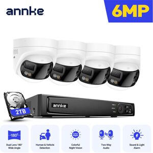 ANNKE 6MP 180° Panoramic Outdoor PoE Security Cameras System with Human Vehicle Detection ANNKE 6MP 180° Panoramic Outdoor PoE Security Cameras System with Human Vehicle Detection