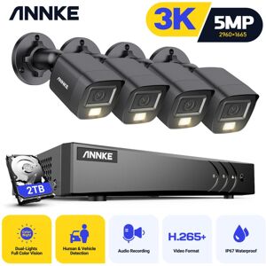 Annke - 8CH Video Security System 5MP H.265+ 5 in 1 dvr Recorder 3K Camera Outdoor Waterproof Protection cctv Kit 4Camera - 2TB hdd Annke - 8CH Video Security System 5MP H.265+ 5 in 1 dvr Recorder 3K Camera Outdoor Waterproof Protection cctv Kit 4Camera - 2TB hdd