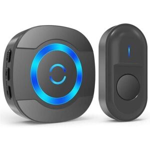 Black Wireless Doorbell, 300 m IP55 Waterproof Electronic Doorbell with Plug-in Receiver for Home, 55 Melodies, LED, YMYNY Black Wireless Doorbell, 300 m IP55 Waterproof Electronic Doorbell with Plug-in Receiver for Home, 55 Melodies, LED, YMYNY
