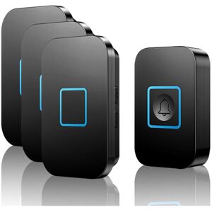 CYSLMUK Black Wireless Doorbell, 400m Range, IP55 Waterproof Outdoor Entry Doorbell with 3 Plug-in Receivers, 60 Melodies, 5 Volume Levels, Just Plug and Go CYSLMUK Black Wireless Doorbell, 400m Range, IP55 Waterproof Outdoor Entry Doorbell with 3 Plug-in Receivers, 60 Melodies, 5 Volume Levels, Just Plug and Go