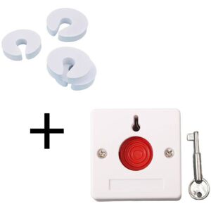 TEHTUY Emergency alarm button, effective fire alarm button, panic button with key, 250V + 4 reusable soft EVA C-shaped door stoppers for home cabinet and TEHTUY Emergency alarm button, effective fire alarm button, panic button with key, 250V + 4 reusable soft EVA C-shaped door stoppers for home cabinet and