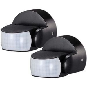 Pack of 2 IP65 Black Infrared Wall-Mounted Motion Detectors Pack of 2 IP65 Black Infrared Wall-Mounted Motion Detectors
