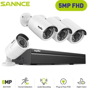 Sannce - 5MP H.264+ PoE nvr 8CH poe Surveillance Kit with 4 cctv Cameras 5MP Recorder Indoor IP66 Waterproof Security Camera System outdoor, without Sannce - 5MP H.264+ PoE nvr 8CH poe Surveillance Kit with 4 cctv Cameras 5MP Recorder Indoor IP66 Waterproof Security Camera System outdoor, without