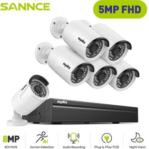Sannce - 5MP H.264+ PoE nvr poe Surveillance Kit 8 Channel with 6 cctv Cameras 5MP Recorder IP66 Waterproof Security Camera System for Indoor Sannce - 5MP H.264+ PoE nvr poe Surveillance Kit 8 Channel with 6 cctv Cameras 5MP Recorder IP66 Waterproof Security Camera System for Indoor