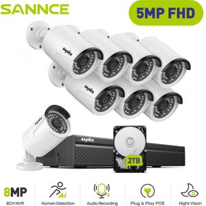 Sannce - 5MP H.264+ Video Surveillance Kit PoE nvr 8 Channel poe with 8 cctv Cameras 5MP Recorder Waterproof IP66 Security Camera System for Indoor Sannce - 5MP H.264+ Video Surveillance Kit PoE nvr 8 Channel poe with 8 cctv Cameras 5MP Recorder Waterproof IP66 Security Camera System for Indoor