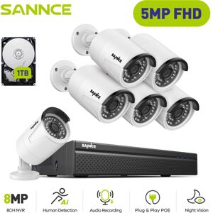 Sannce - 5MP Kit H.264+ PoE nvr 8 Channel poe nvr with 6 cctv Cameras 5MP Recorder Waterproof IP66 Security Camera System for Indoor Outdoor,1TB hdd Sannce - 5MP Kit H.264+ PoE nvr 8 Channel poe nvr with 6 cctv Cameras 5MP Recorder Waterproof IP66 Security Camera System for Indoor Outdoor,1TB hdd