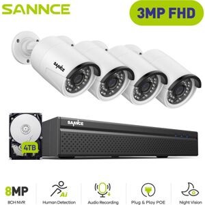 Sannce - 8CH poe nvr 3MP cctv kit 4 ir cameras night vision built-in security system 4TB Sannce - 8CH poe nvr 3MP cctv kit 4 ir cameras night vision built-in security system 4TB