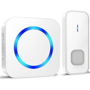 MEMKEY Wireless Doorbell, 400m Waterproof Electronic Chime Kit with Battery, 55 Melodies at 5 Volume Levels for Home, Blue led Indicator, White MEMKEY Wireless Doorbell, 400m Waterproof Electronic Chime Kit with Battery, 55 Melodies at 5 Volume Levels for Home, Blue led Indicator, White