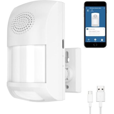 SERBIA Détecteur de mouvement intelligent, alarme de sécurité sans fil WiFi, alarme sonore et lumineuse 110 dB, alertes d'application gratuites, détecteur SERBIA Détecteur de mouvement intelligent, alarme de sécurité sans fil WiFi, alarme sonore et lumineuse 110 dB, alertes d'application gratuites, détecteur