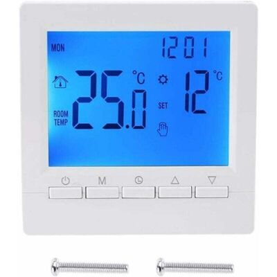 TEHTUY Digital heating thermostat with 2-cable connection, programmable for 6 weekday periods and 2 weekend periods. Smart wall thermostat with LCD screen TEHTUY Digital heating thermostat with 2-cable connection, programmable for 6 weekday periods and 2 weekend periods. Smart wall thermostat with LCD screen