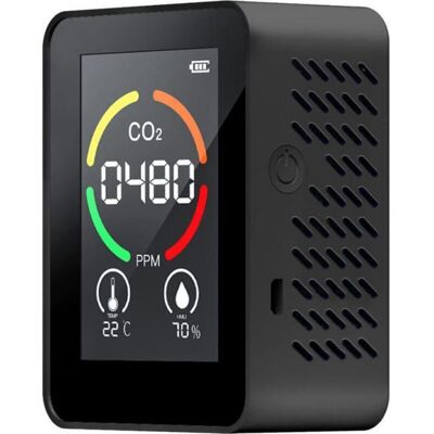 Dioxide Detector 3-in-1 Carbon Air Quality Monitor, Temperature and Humidity Analyzer for Digital CO2 Meter, Black Dioxide Detector 3-in-1 Carbon Air Quality Monitor, Temperature and Humidity Analyzer for Digital CO2 Meter, Black