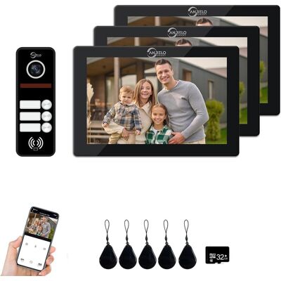 OEM 1080p Video Doorbell (wired), Doorbell For 3 Families, 7-inch Touchscreen, Unlockable, Two-way Intercom (black) OEM 1080p Video Doorbell (wired), Doorbell For 3 Families, 7-inch Touchscreen, Unlockable, Two-way Intercom (black)
