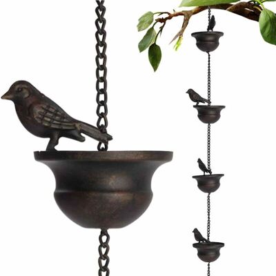 SNQ Rain Chains for Gutters, Mobile Birds on Cups, Rain Toys, 2.4 Meter Long Rain Toys with Hooks and Attached Birds SNQ Rain Chains for Gutters, Mobile Birds on Cups, Rain Toys, 2.4 Meter Long Rain Toys with Hooks and Attached Birds