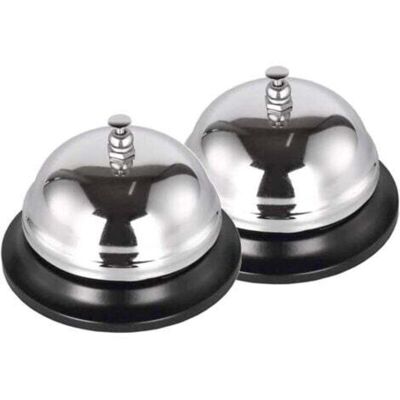 MCBOSON Set of 2 table bells, counter bell, silver, for kitchen, reception, hotel, restaurant, dimensions 85 x 65 mm MCBOSON Set of 2 table bells, counter bell, silver, for kitchen, reception, hotel, restaurant, dimensions 85 x 65 mm