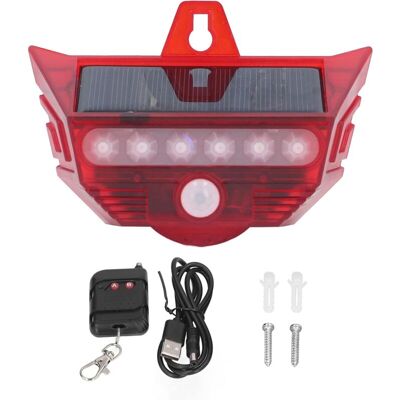 TINOR Solar Security Light Alarm Solar Powered Simulated Warning Light 4 Modes Remote Control Motion Sensor Waterproof Solar Light Energy Saving Flashing TINOR Solar Security Light Alarm Solar Powered Simulated Warning Light 4 Modes Remote Control Motion Sensor Waterproof Solar Light Energy Saving Flashing