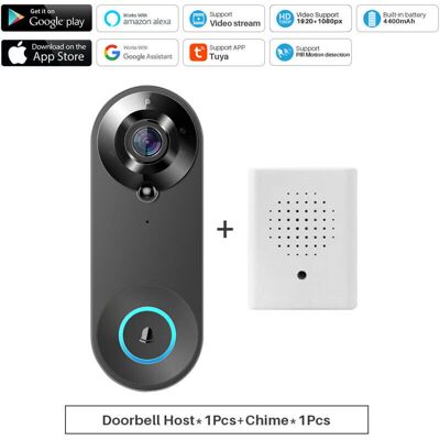 Gotrays - Tuya Smart Video Doorbell 1080P WiFi Video Intercom Camera Two-Way Audio Works with Alexa Echo Show Google Home Gotrays - Tuya Smart Video Doorbell 1080P WiFi Video Intercom Camera Two-Way Audio Works with Alexa Echo Show Google Home