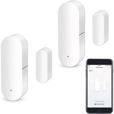 WiFi Door Sensor, Smart Window Contact Sensor, Wireless Alarm, Compatible with Alexa and Google Assistant, No Hub Required, 2-Pack Mumu WiFi Door Sensor, Smart Window Contact Sensor, Wireless Alarm, Compatible with Alexa and Google Assistant, No Hub Required, 2-Pack Mumu