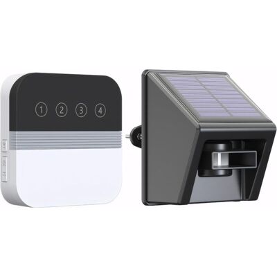Neptune Wireless driveway alarm system with motion detector, 500 m range, solar-powered alarm system for home, visitor and property protection in driveways Neptune Wireless driveway alarm system with motion detector, 500 m range, solar-powered alarm system for home, visitor and property protection in driveways