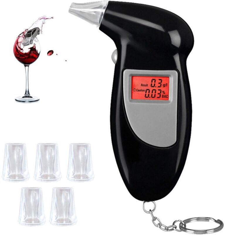 Ikodm - Digital Breath Alcohol Tester, Portable Breathalyzer with lcd Display, Universal Fit, Fast Response Breathalyzer - Plastic, Keychain Included