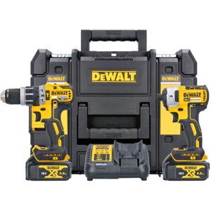 DCK266M2T 18V xr Brushless Combi & Impact Driver Twin Pack With 2 x 4.0Ah Batteries, Charger & Case - Dewalt