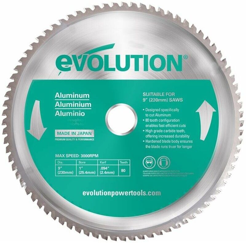 EVOLUTION POWER TOOLS Evolution 230mm Aluminium Cutting 80 Tooth Tungsten Carbide Tipped Circular Saw Blade