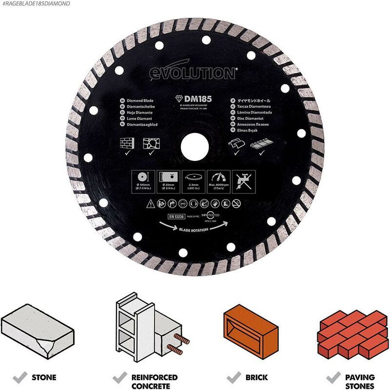 EVOLUTION POWER TOOLS Evolution 185mm Diamond Blade (For Mitre Saws Only)