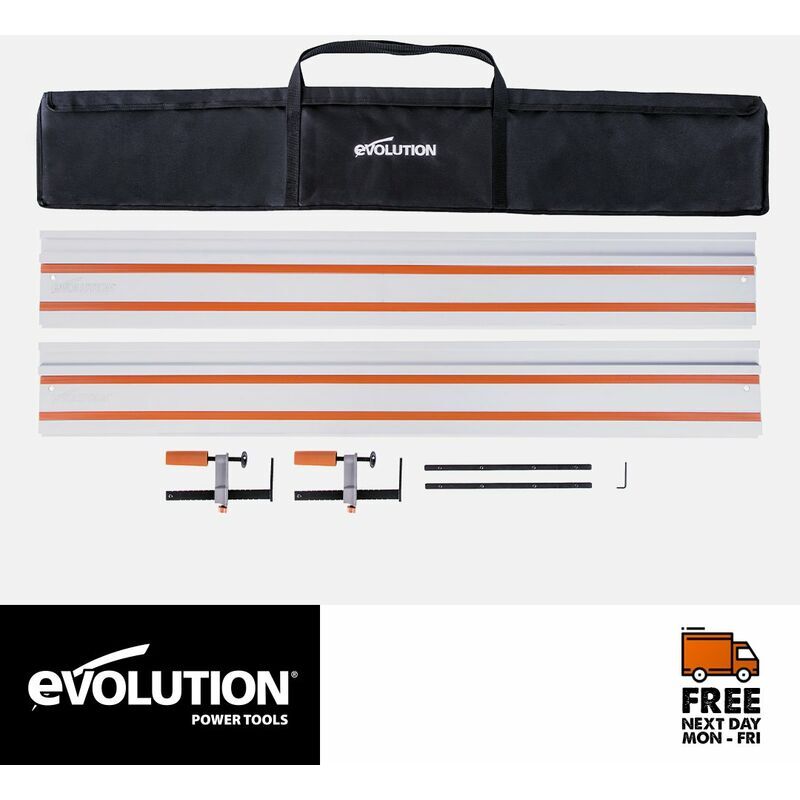 EVOLUTION POWER TOOLS 2800mm Guide Rail Track + Bag + Clamps Fits Makita Bosch Saws Routers - Evolution