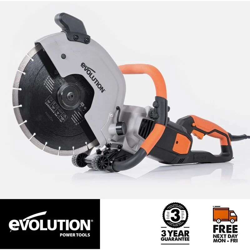 EVOLUTION POWER TOOLS Evolution R300DCT 300mm 12 Electric Disc Cutter, Concrete Saw, with Diamond Blade (230V)